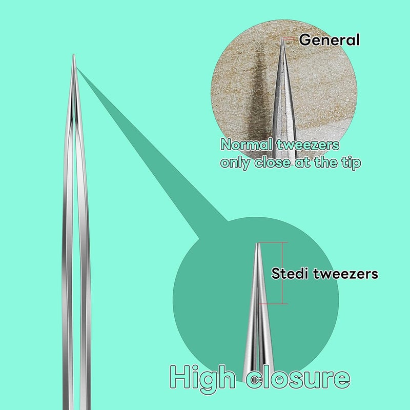 Stedi 2PCS Precision Tweezers Set, Model Hobby Making Tools,Ultra-Precision Premium Stainless Steel Tweezers for Gundam, Scale Military Model, 3D Resin Parts, Industrial Tweezers - Image 4